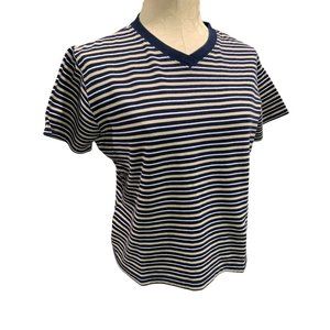 Large Croft & Barrow Women's Stretch Short Sleeve Tshirt Striped 1990s